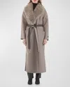 Gorski Belted Cashmere Wrap Coat With Detachable Merinillo Lamb Shearling Collar In Light Brown