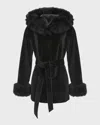 Gorski Belted Lamb Shearling Reversible Parka With Merinillo Lamb Shearling Trim In Black