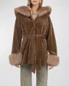 Gorski Belted Lamb Shearling Reversible Parka With Merinillo Lamb Shearling Trim In Navy