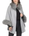 Gorski Cashmere & Wool Cape With Lamb Trim In Gray