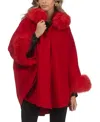 Gorski Cashmere & Wool Cape With Lamb Trim In Red