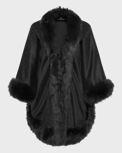 Gorski Cashmere Cape With Toscana Lamb Trim In Anthracite