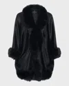 Gorski Cashmere Cape With Toscana Lamb Trim In Black