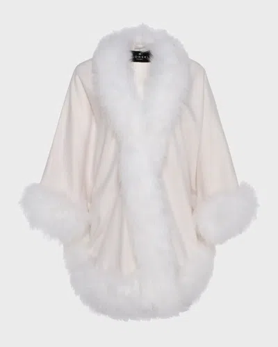 Gorski Cashmere Cape With Toscana Lamb Trim In Red