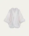 Gorski Cashmere Cape With Toscana Shearling Lamb Trim In Ivory