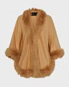 Gorski Cashmere Cape With Toscana Lamb Trim In Light Camel