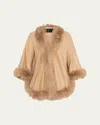 Gorski Cashmere Cape With Toscana Shearling Lamb Trim In Light Camel