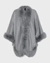 Gorski Cashmere Cape With Toscana Lamb Trim In Light Gray