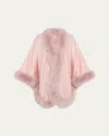 Gorski Cashmere Cape With Toscana Shearling Lamb Trim In Pink
