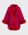 Gorski Cashmere Cape With Toscana Lamb Trim In Magenta