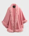 Gorski Cashmere Cape With Toscana Shearling Lamb Trim In Pink