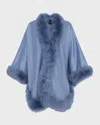 Gorski Cashmere Cape With Toscana Lamb Trim In Powder Blue