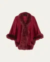 Gorski Cashmere Cape With Toscana Lamb Trim In Wine