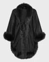 Gorski Cashmere Capelet With Lamb Shearling Trim In Anthracite