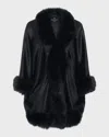 Gorski Cashmere Capelet With Lamb Shearling Trim In Black