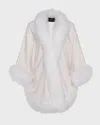 Gorski Cashmere Capelet With Lamb Shearling Trim In Ivory
