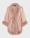 Gorski Cashmere Capelet With Lamb Shearling Trim In Light Pink