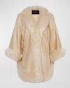 Gorski Cashmere Capelet With Lamb Shearling Trim In Oatmeal