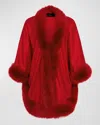 Gorski Cashmere Capelet With Lamb Shearling Trim In Red