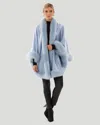 Gorski Cashmere Caplet With Fox Trim In Blue