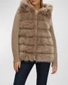 Gorski Cashmere Goat Shearling Parka With Cashmere Cable-knit In Taupe