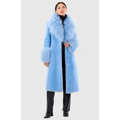 Gorski Cashmere Goat Short Coat In Blue