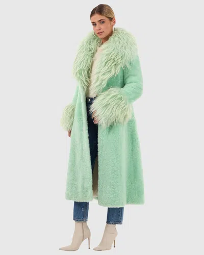 Gorski Cashmere Goat Short Coat With Goat Shawl Collar & Cuffs In Green