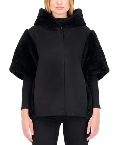 Gorski Cashmere Jacket With Sheared Cashmere Goat Trim In Black