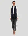 Gorski Cashmere Scarf With Fox Pompom In Blue