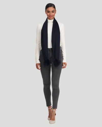 Gorski Cashmere Scarf With Fox Pompom In Blue