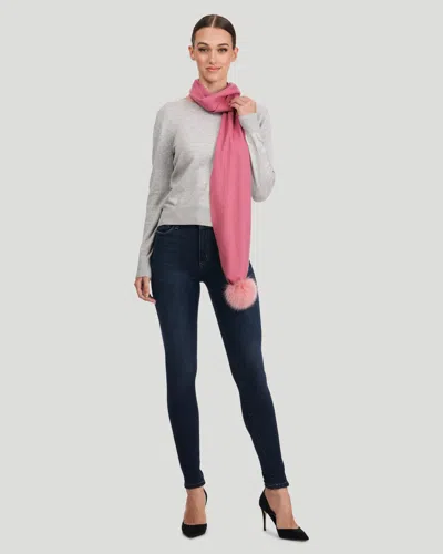 Gorski Cashmere Scarf With Fox Pompom In Pink