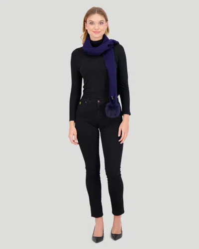 Gorski Cashmere Scarf With Fox Pompom In Purple