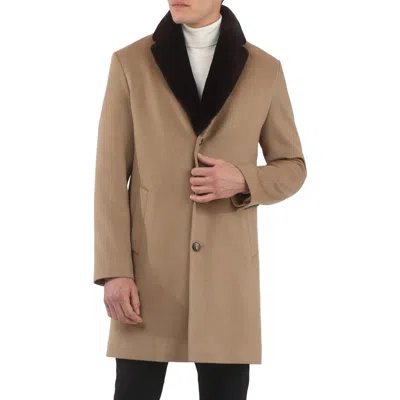 Gorski Cashmere Short Coat Crafted From Loro Piana With Detachable Genuine Shearling Collar In Camel/brown
