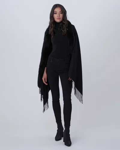 Gorski Cashmere Stole With Fox Trim In Black