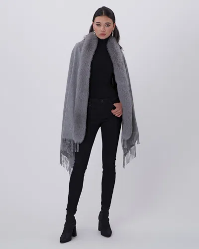 Gorski Cashmere Stole With Fox Trim In Multi