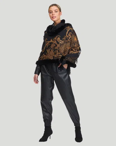 Gorski Cashmere Stole With Rex Rabbit Square Top And Bottom In Multi