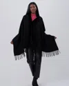 Gorski Cashmere Stole With Rex Rabbit Square Trim In Black