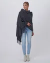 Gorski Cashmere Stole With Rex Rabbit Square Trim In Grey