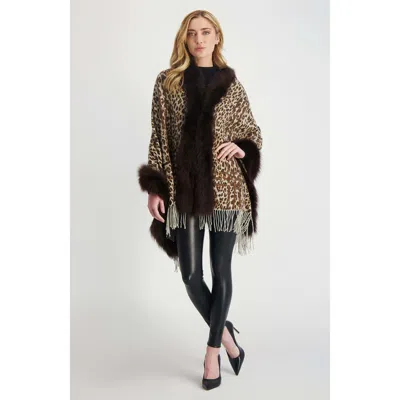 Gorski Cashmere Stole With Shearling Lamb In Animal Print