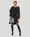 Gorski Cashmere Stole With Silver Fox Fur Patch Pockets In Black