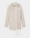 Gorski Cashmere-wool Jacket With Detachable Scarf In White