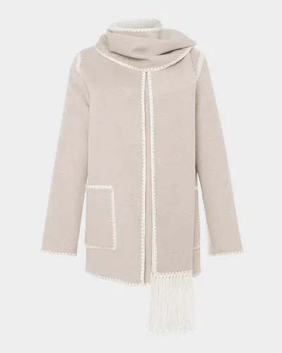 Gorski Cashmere-wool Jacket With Detachable Scarf In White