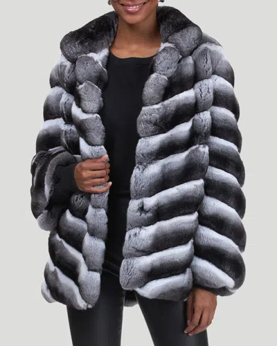 Gorski Chevron Chinchilla Jacket In Grey