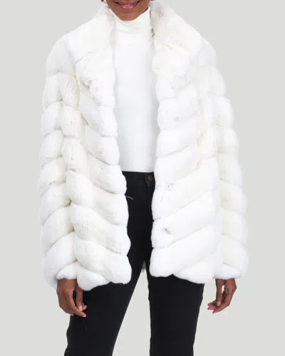 Gorski Chevron Chinchilla Jacket In White