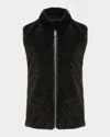 Gorski Chevron Grooved Shearling Lamb Zip Vest With Loro Piana Wool Back In Brown