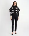 Gorski Chinchilla Stole With Pleated Fabric Insert In Black