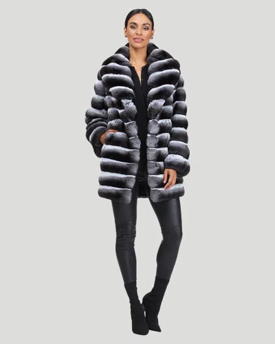 Gorski Classic Chinchilla Coat In Grey