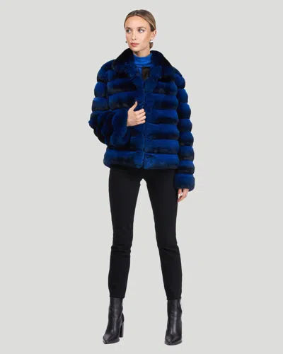 Gorski Classic Chinchilla Fur Jacket In Blue