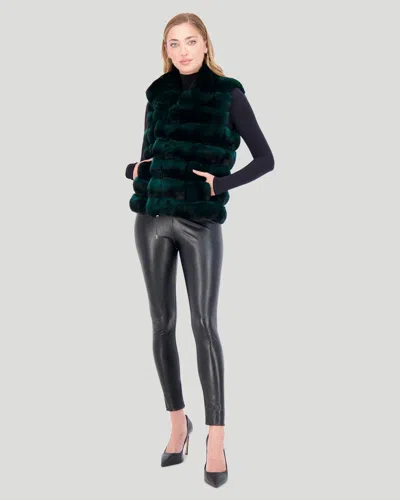 Gorski Classic Chinchilla Fur Vest In Green
