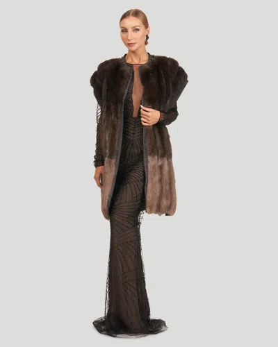Gorski Color Block Sable Vest In Brown